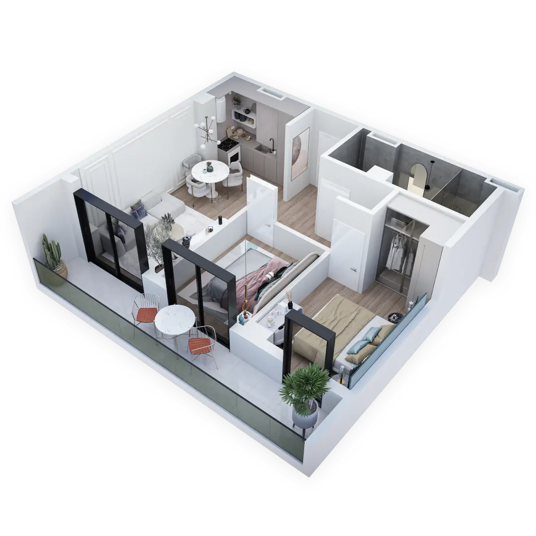 ბინა C104 — 3D ხედი