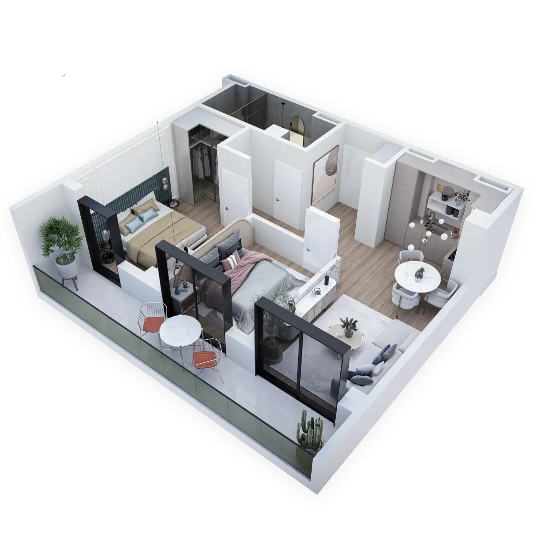 ბინა C122 — 3D ხედი