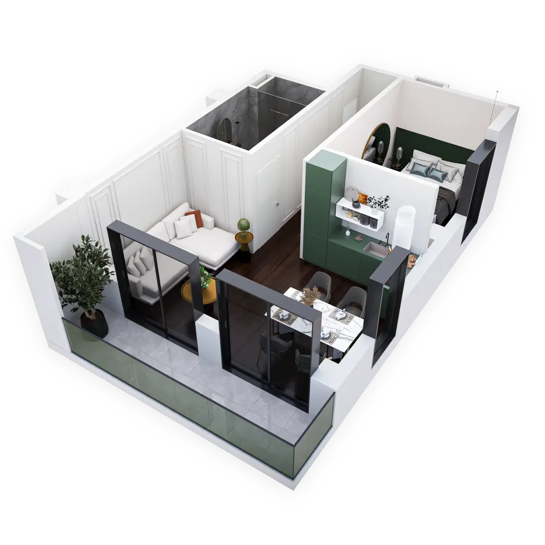 Apartment C90 — 3D view