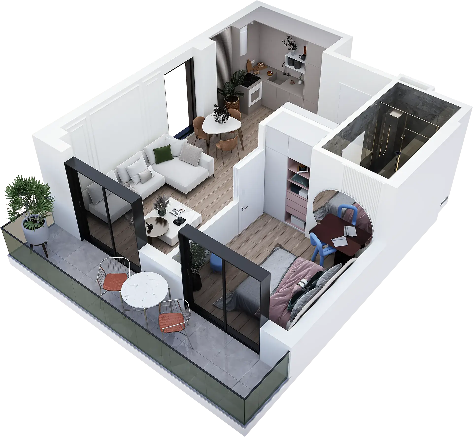 Apartment B101 — 3D view