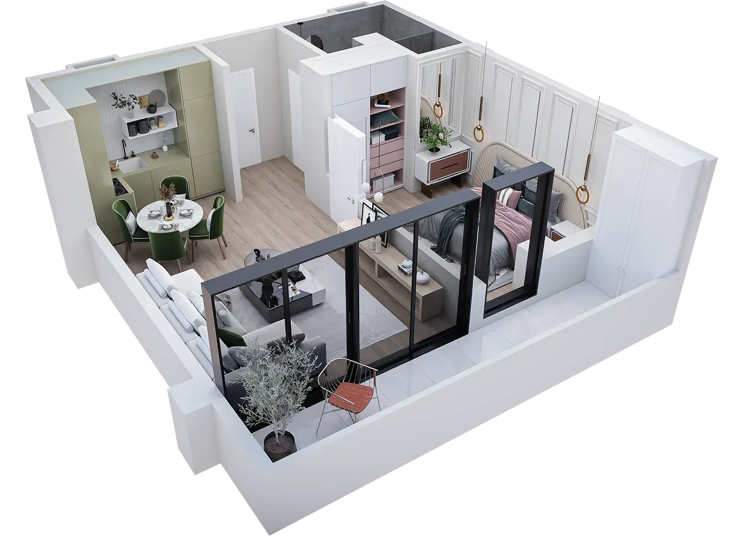 Apartment B2 — 3D view